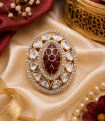 Heritage meenakari diamond work adjustable ring