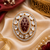 Heritage meenakari diamond work adjustable ring