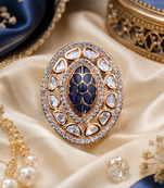 Luxe oval halo adjustable finger ring