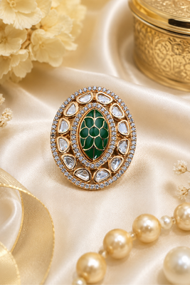 Regal Meenakari CZ Adjustable Finger Ring 2