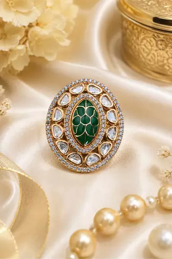 Regal Meenakari CZ Adjustable Finger Ring