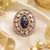 Luxe oval halo adjustable finger ring