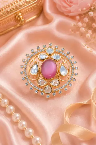 Regal floral halo adjustable finger ring