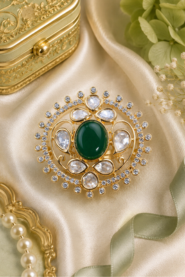 Luxe floral cabochon adjustable ring 1