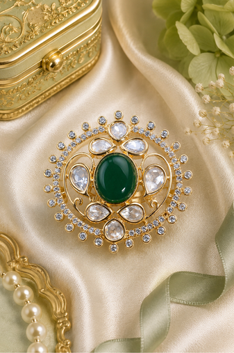 Luxe floral cabochon adjustable ring
