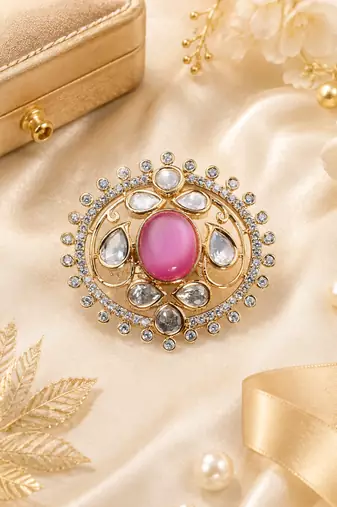 Regal floral halo adjustable finger ring