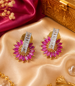 Gold finish ruby royale bloom earrings