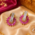 Gold finish ruby royale bloom earrings