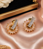 Gold finish champagne bloom earrings