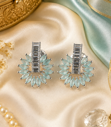 Rhodium finish frosted blossom earrings