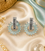 Rhodium finish frosted blossom earrings