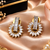 Gold Finish Crystal Flora Statement Earrings