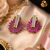 Gold finish ruby royale bloom earrings