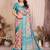 blue zari weaving work cotton blend saree