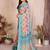 blue zari weaving work cotton blend saree