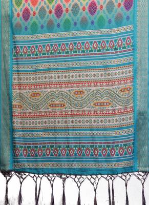 blue zari weaving work cotton blend saree 4