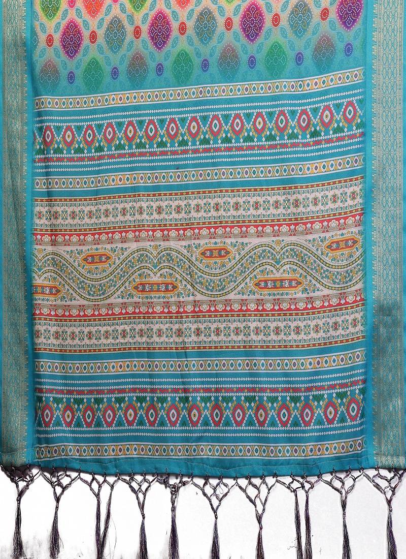 blue zari weaving work cotton blend saree