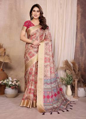 chiku zari weaving work cotton blend saree 1