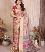 chiku zari weaving work cotton blend saree