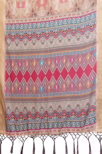 chiku zari weaving work cotton blend saree