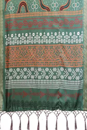 green color zari weaving work cotton blend saree