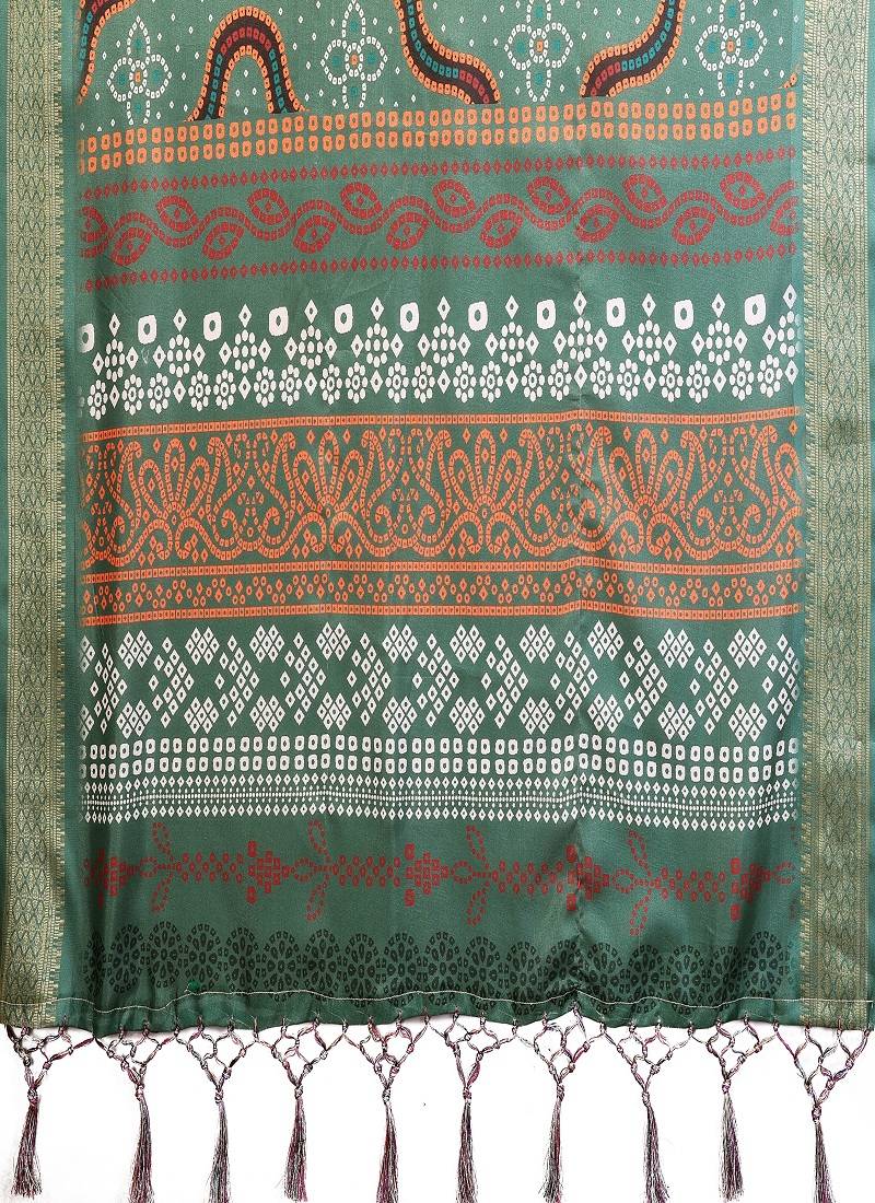 green color zari weaving work cotton blend saree
