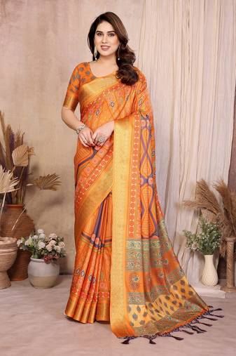 mustard zari weaving work cotton blend saree