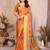 mustard zari weaving work cotton blend saree