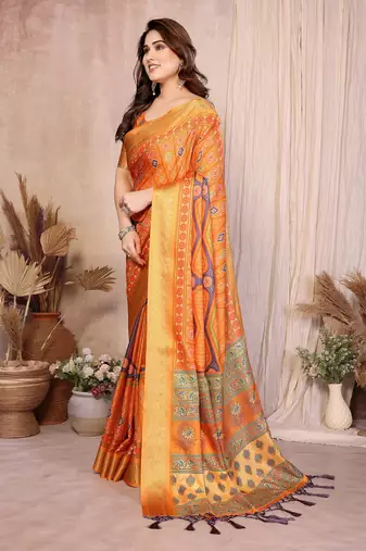 mustard zari weaving work cotton blend saree