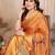 mustard zari weaving work cotton blend saree