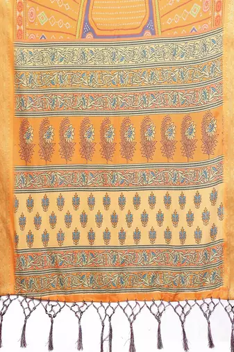 mustard zari weaving work cotton blend saree