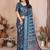teal zari weaving work cotton blend saree