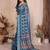 teal zari weaving work cotton blend saree