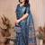 teal zari weaving work cotton blend saree