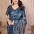 teal zari weaving work cotton blend saree