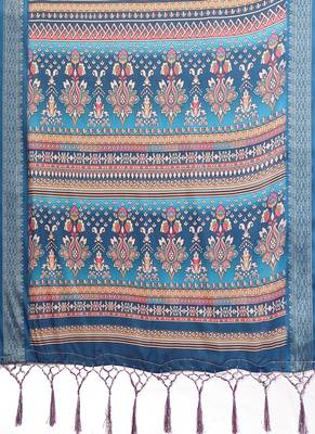 teal zari weaving work cotton blend saree 5