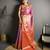 Purple woven, floral print, self design banarasi silk saree with blouse