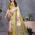 olive digital printed work cotton blend saree