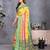 yellow digital printed work cotton blend saree
