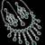 Green kundan & agate stone necklace set with earrings & maang tikka | rhodium plating
