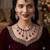 Maroon kundan & agate stone necklace set with earrings & maang tikka | rhodium plating