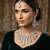 White kundan & agate stone necklace set with earrings & maang tikka | rhodium plating