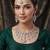 Pink pista kundan & agate stone necklace set with earrings & maang tikka | rhodium plating