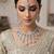 Pista kundan & agate stone necklace set with earrings & maang tikka | rhodium plating