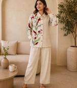 Ivory floral embroidered co-ord set