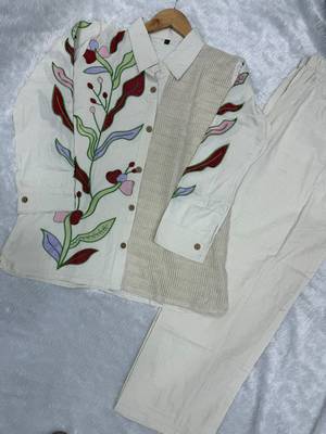 Ivory floral embroidered co-ord set 2