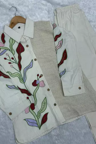 Ivory floral embroidered co-ord set