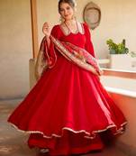 Cherry red anarkali palazzo set