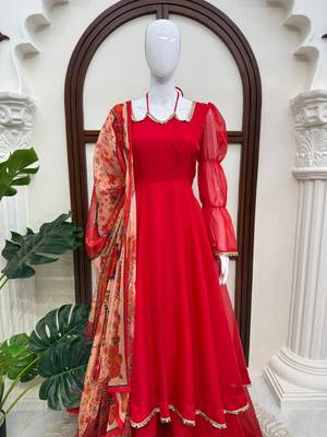 Cherry red anarkali palazzo set 2