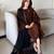 Brown roman silk blend embroidered suit set